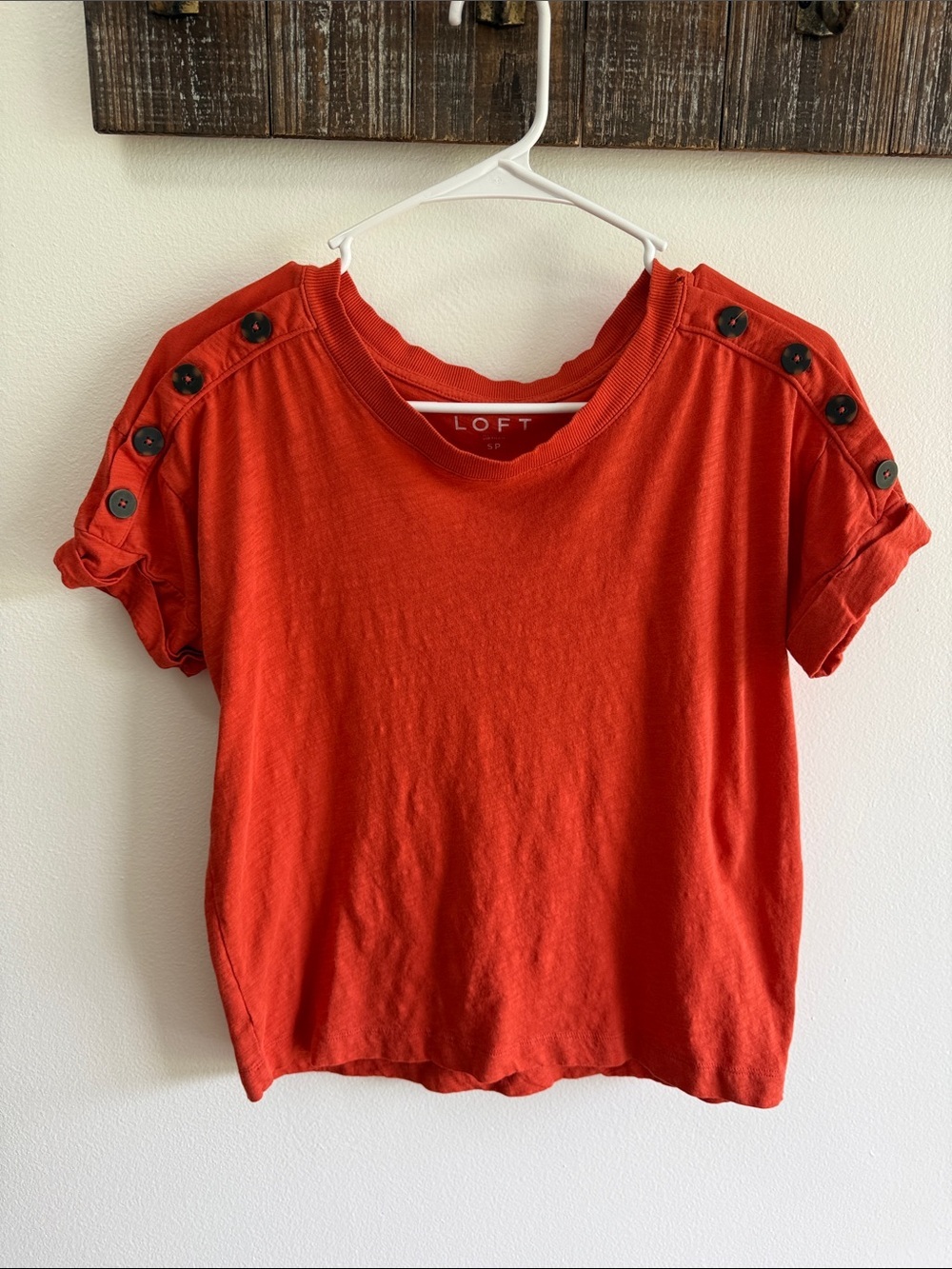 LOFT Short-Sleeve Tee with Shoulder Buttons